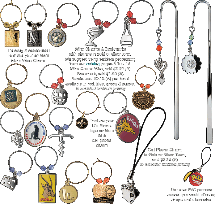 Bookmarks, Cell Phone Charms & Wine Charms